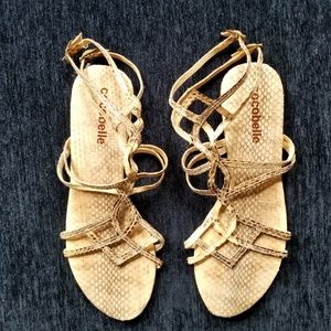 Cocobelle snakeskin pattern leather sandal, sz 39